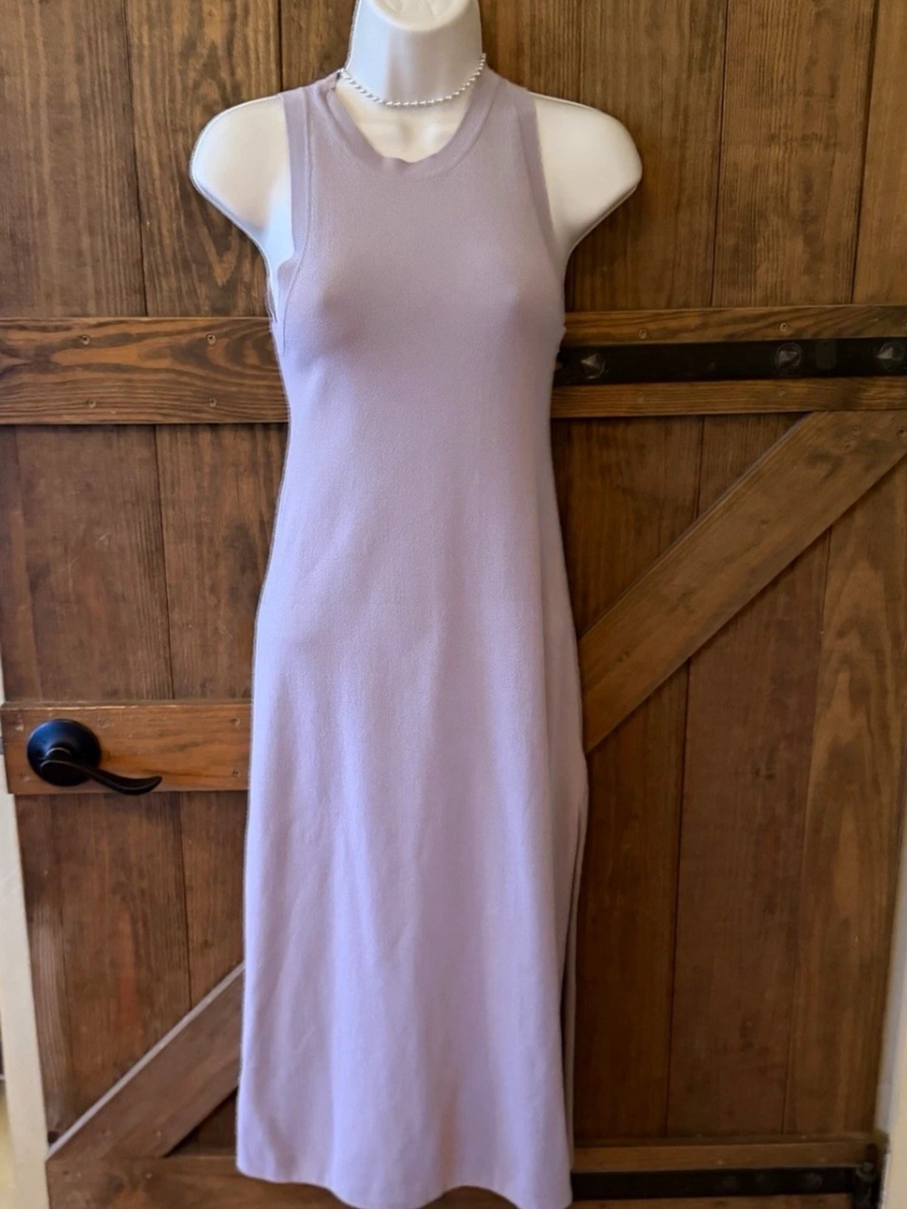 Ribbed Sleeveless Maxi Dress in Soft Lavender